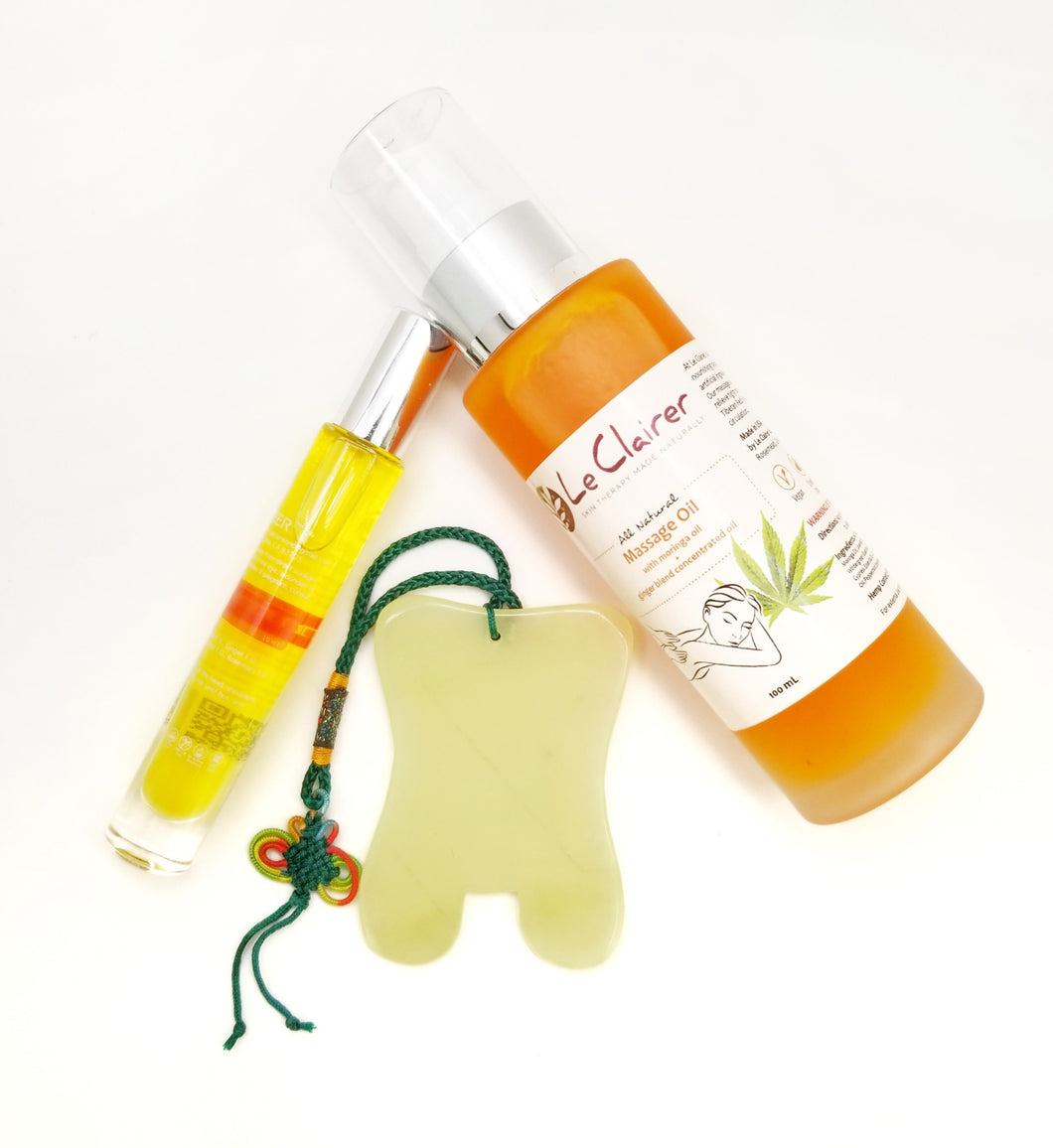 Gua Sha & Massage Oil Gift Set